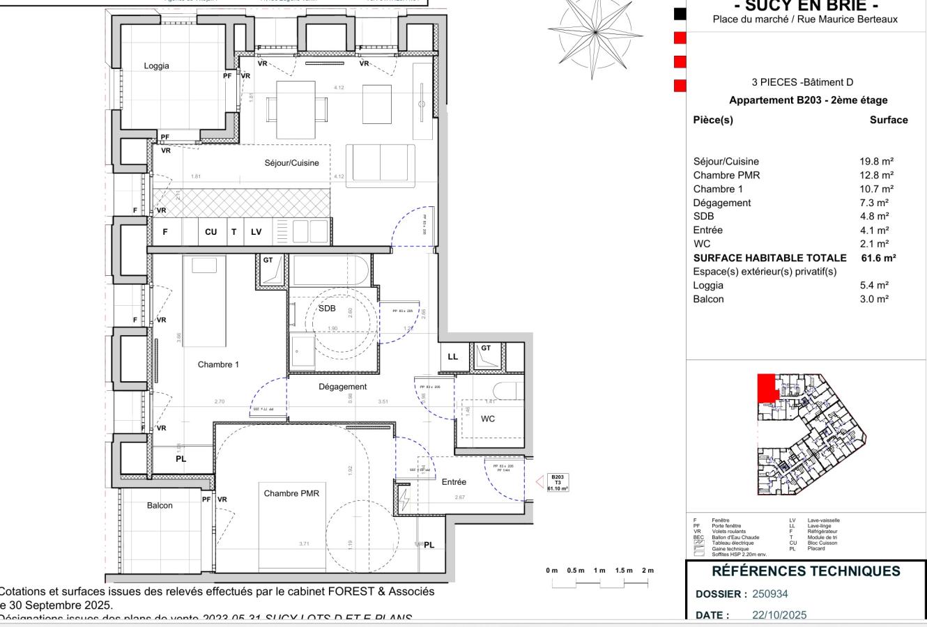 3 pièces - 2ème étage - 61m²