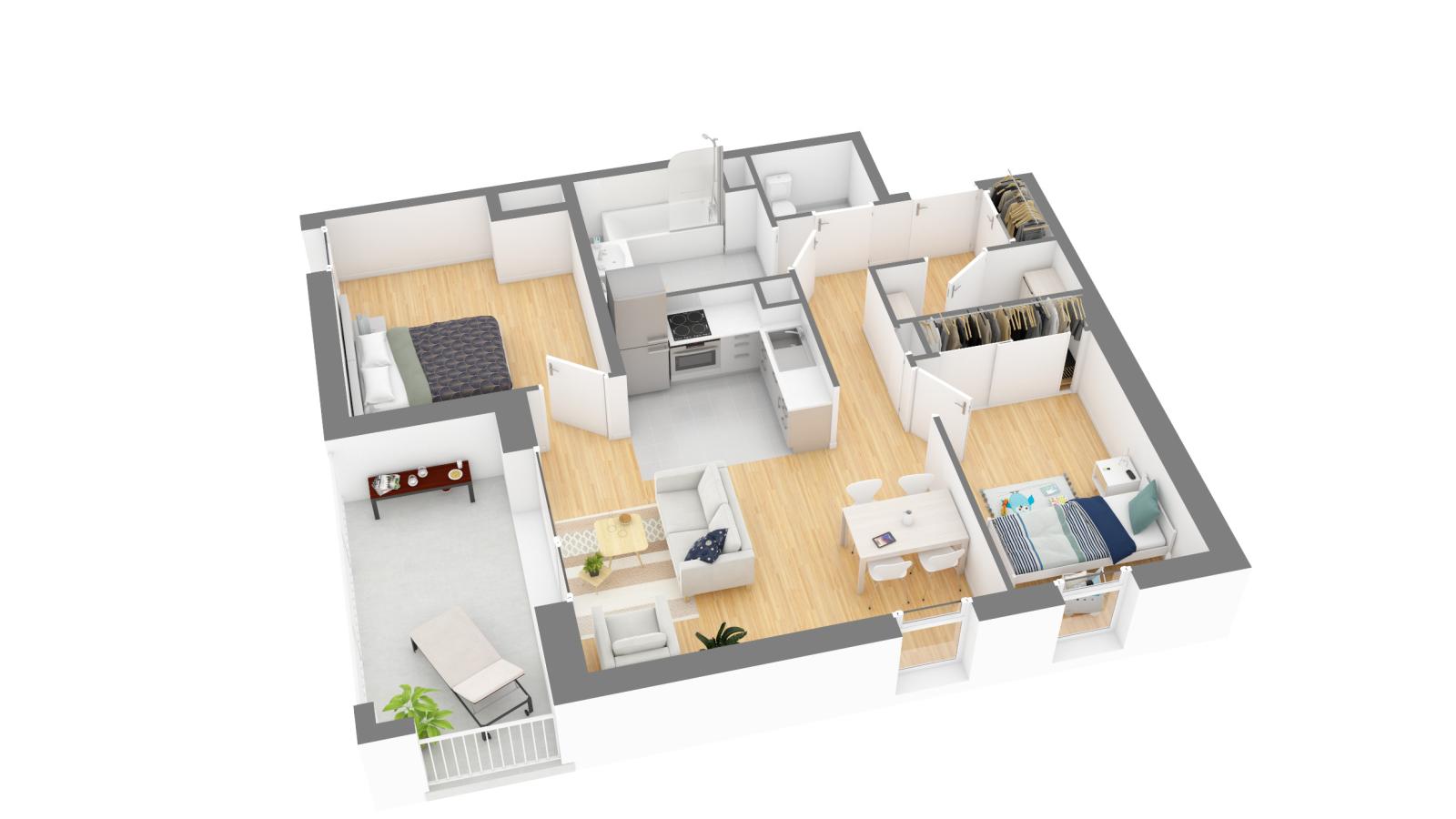 
																																							3 pièces - 
																																						2ème étage - 67m² - 986,05 € - Photo #3