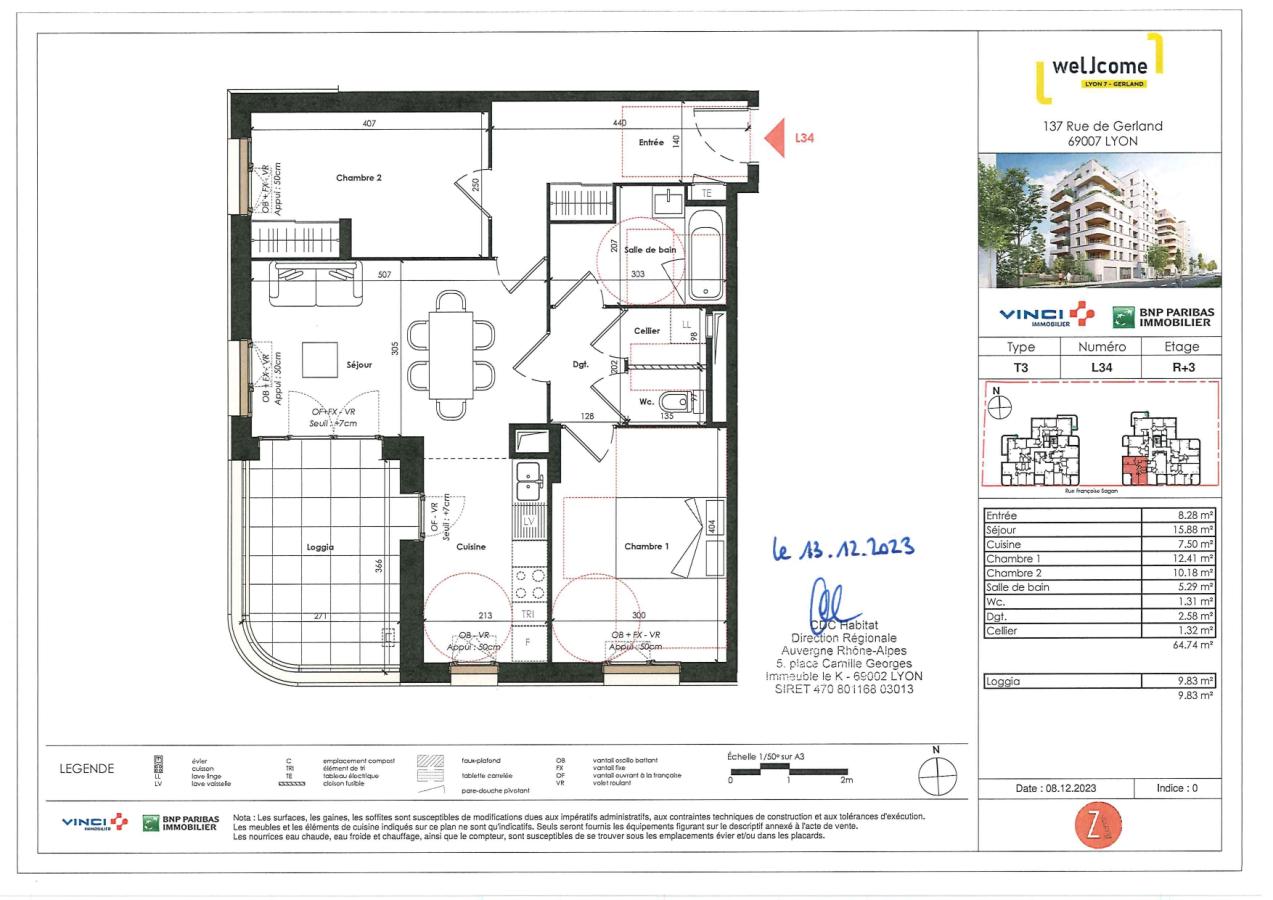 3 pièces - 3ème étage - 64m² - 908,78 € - Photo #0