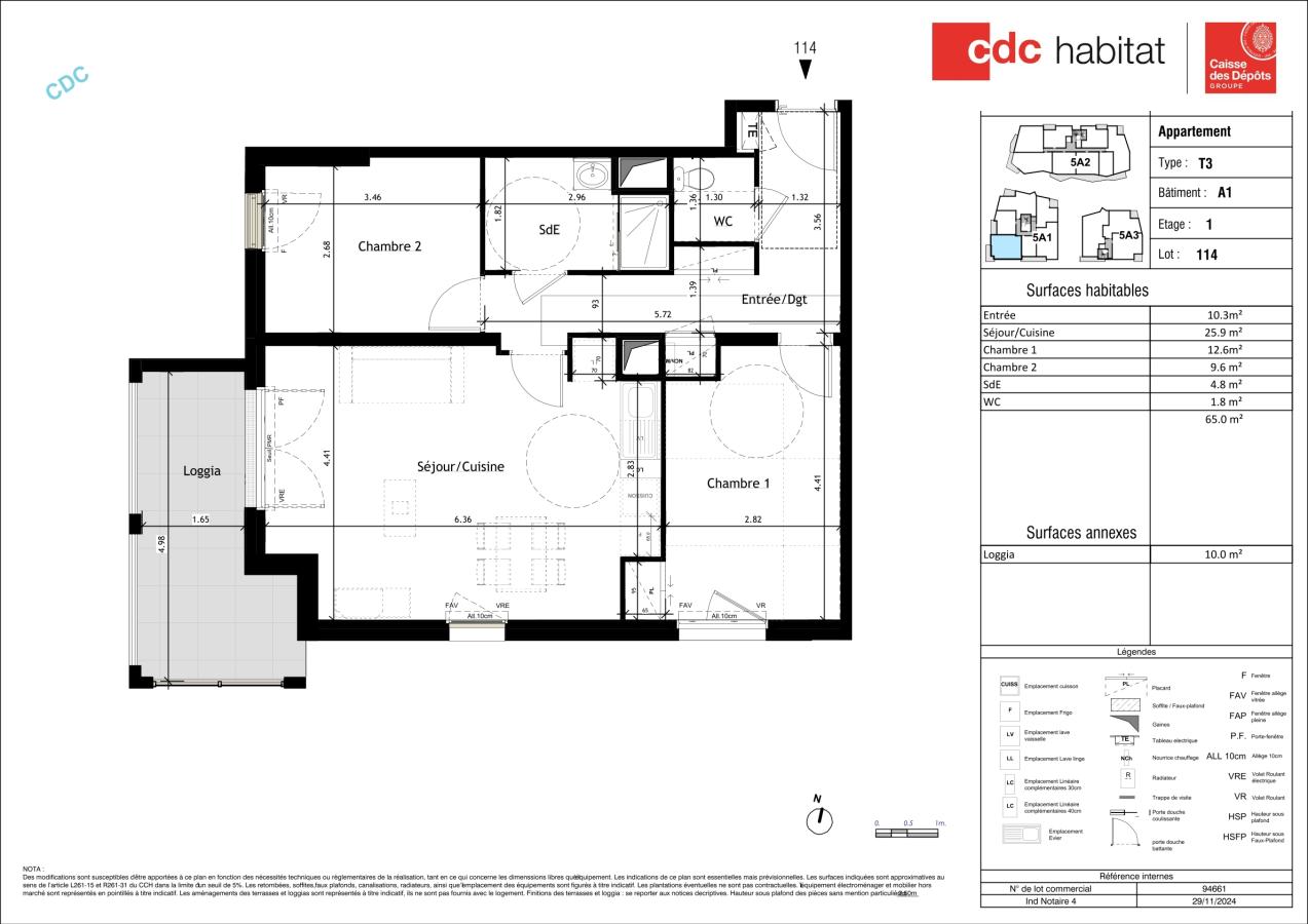 
																																							3 pièces - 
																																						1er étage - 65m² - 869,59 € - Photo #1