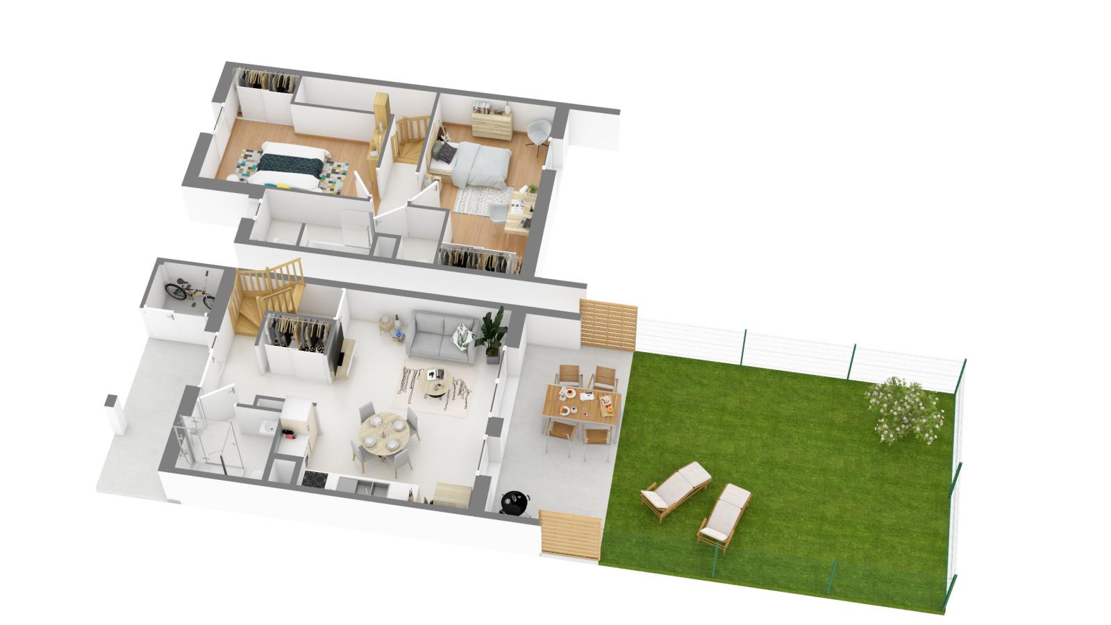 
																																							3 pièces - 
																																						RDC - 65m² - 1 012,39 € - Photo #2