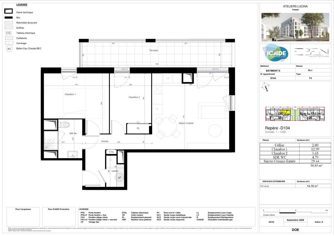 
																																							3 pièces - 
																																						1er étage - 59m² - 727,28 € - Photo #2