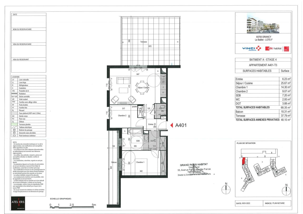 
																			3 pièces - 
																		4ème étage - 68m² - 1 486,73 € - Photo #0