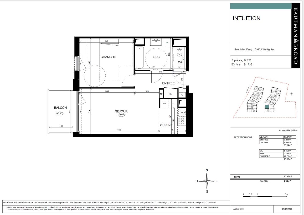 2 pièces - 2ème étage - 46m² - 711,76 € - Photo #4