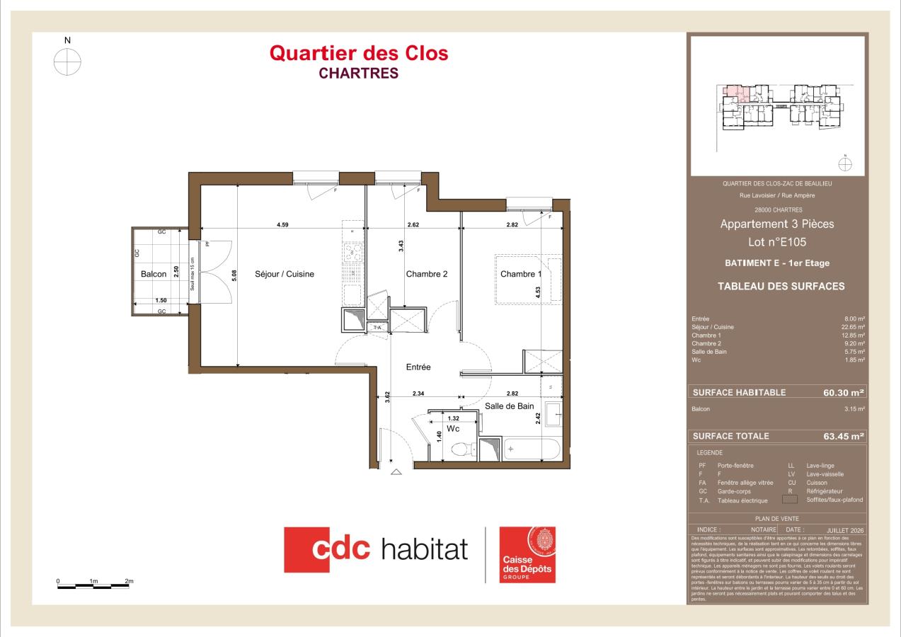 
																																							3 pièces - 
																																						1er étage - 60m² - 854,12 € - Photo #6