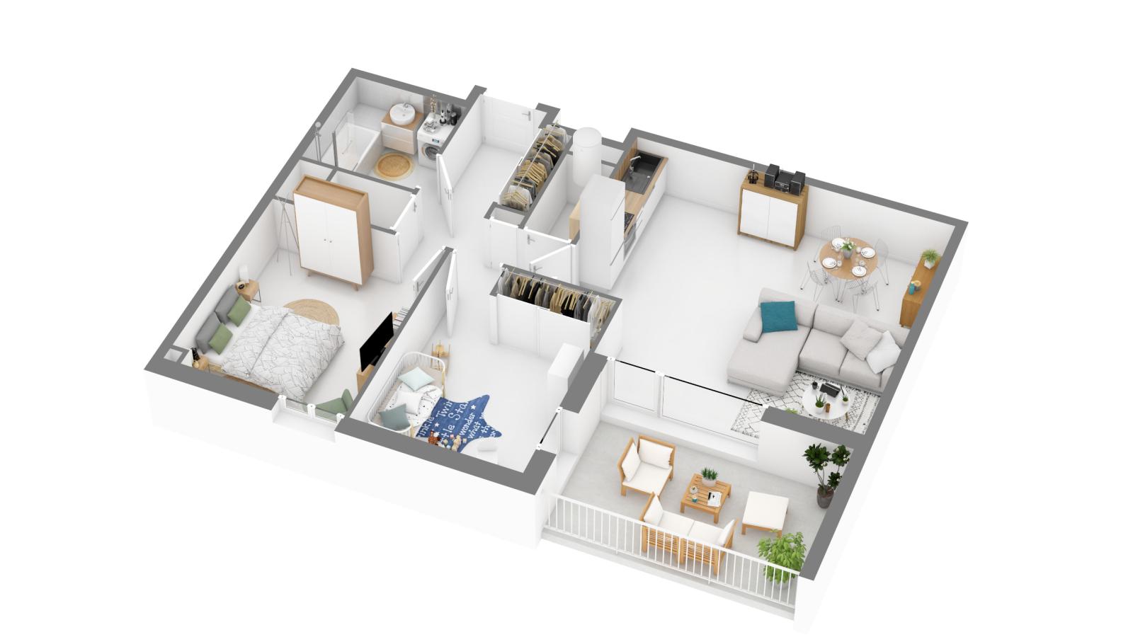 3 pièces - 2ème étage - 66m² - 770,80 € - Photo #3