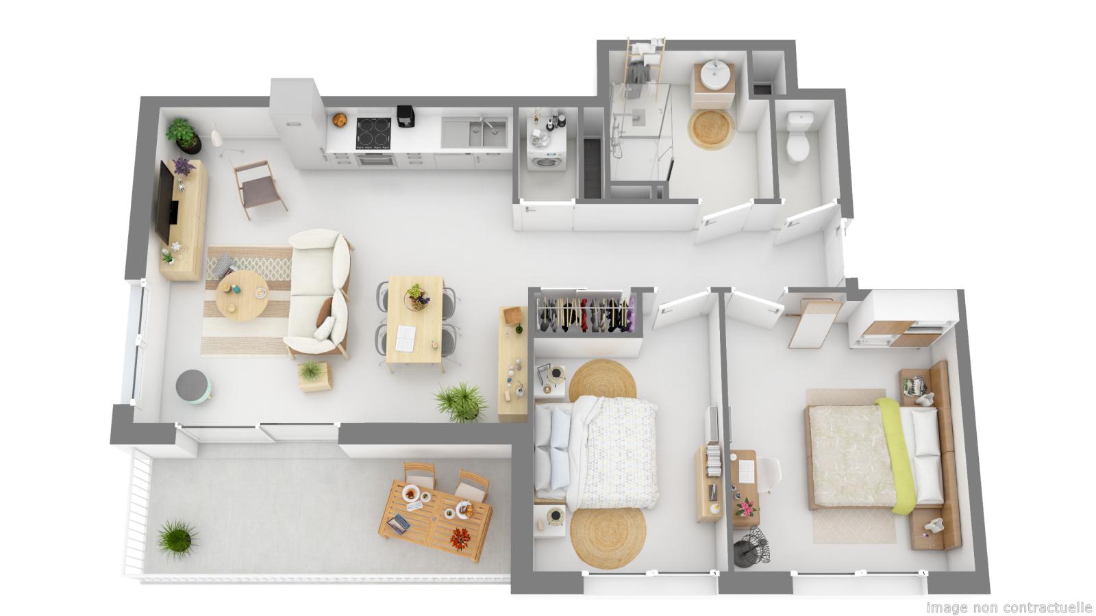 
																																							3 pièces - 
																																						2ème étage - 61m² - 773,30 € - Photo #2