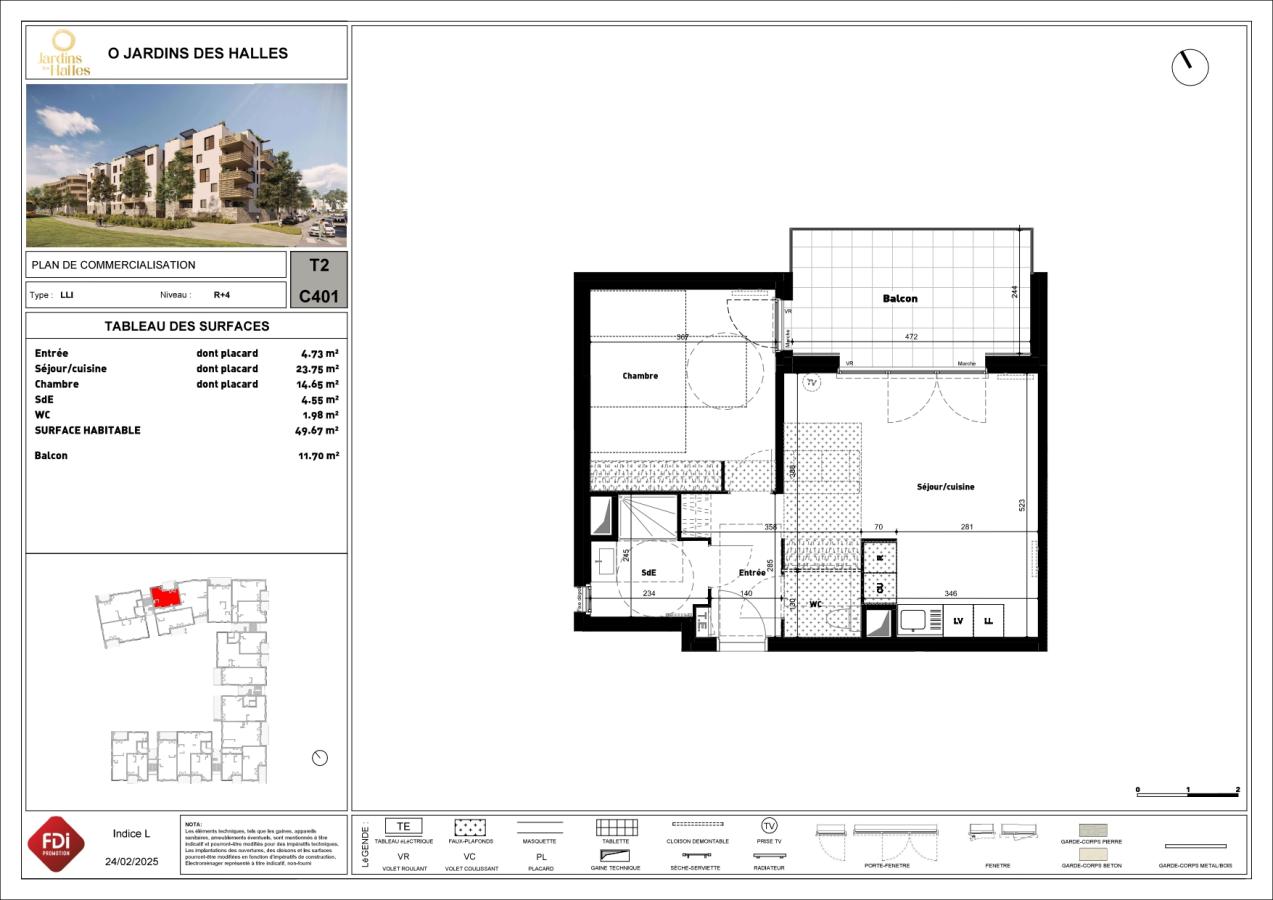 2 pièces - 2ème étage - 49m² - 824,59 € - Photo #4