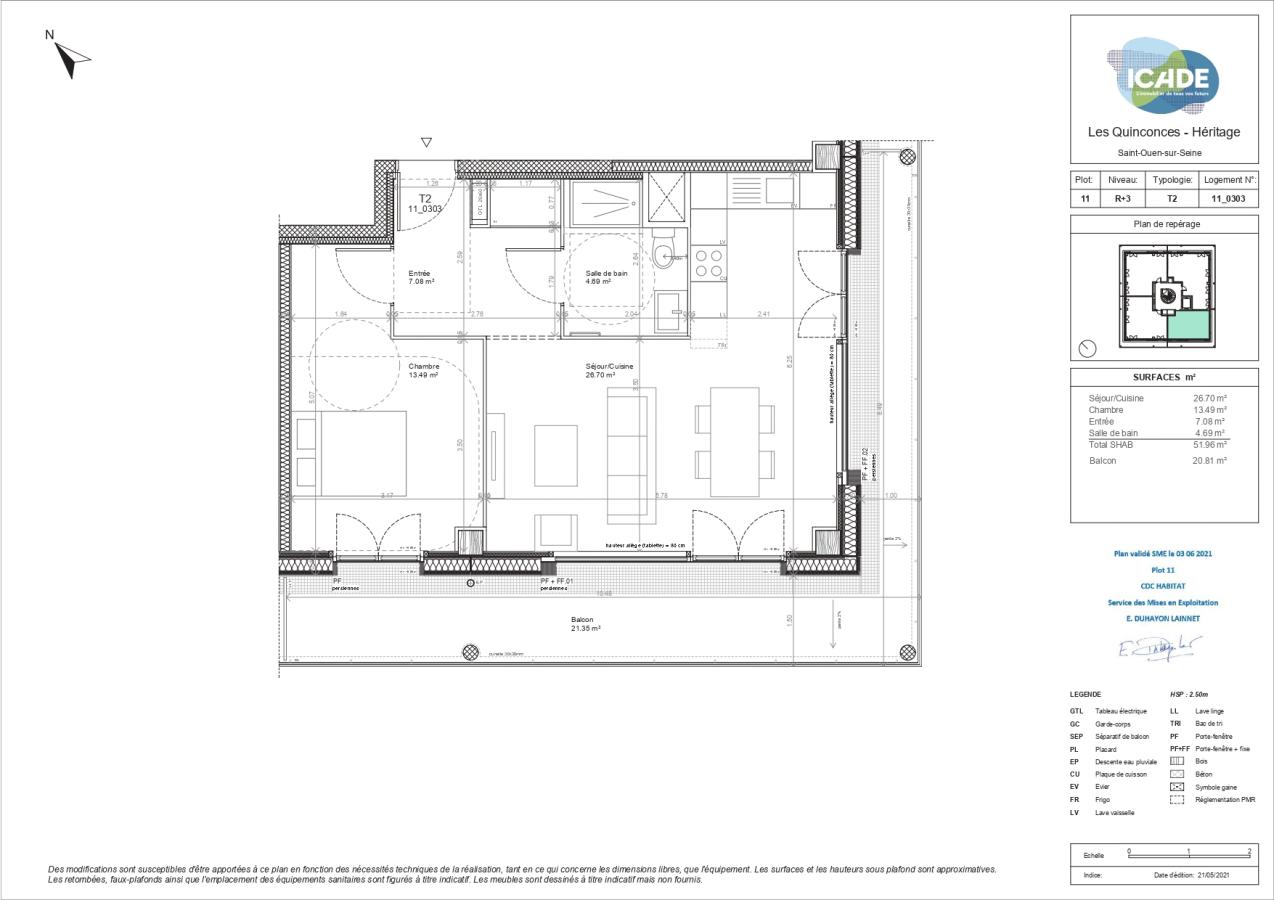 
																			2 pièces - 
																		3ème étage - 52m² - 1 158,60 € - Photo #1