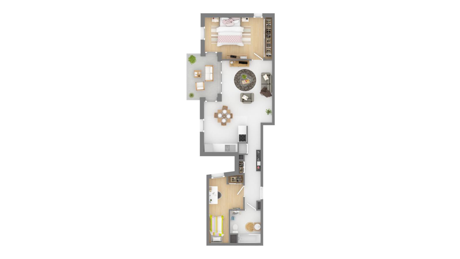 
																																							3 pièces - 
																																						1er étage - 63m² - 1 293,81 € - Photo #2