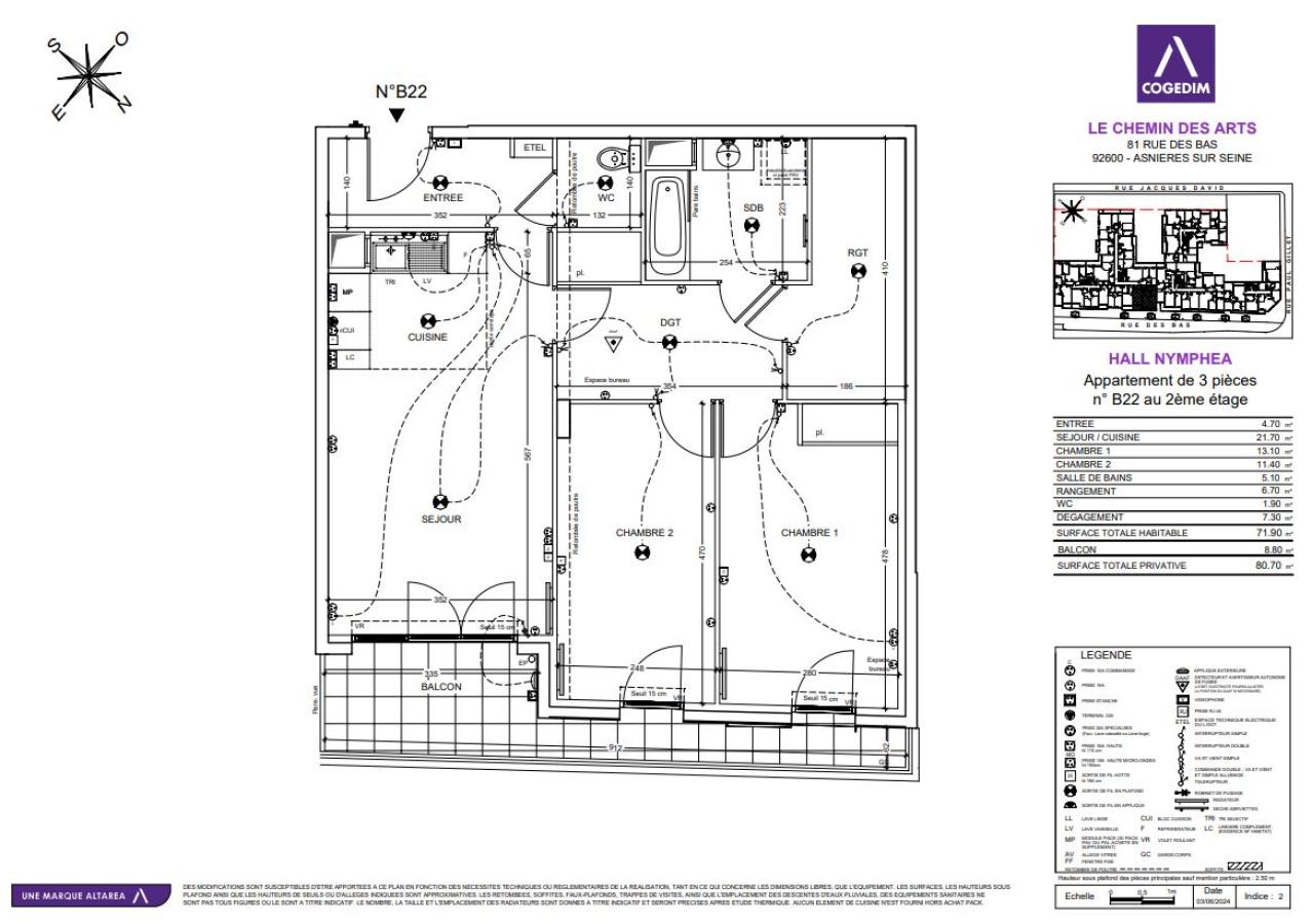 
																			3 pièces – 
																		2ème étage – 72m² - 1 658,21 € - Photo #0