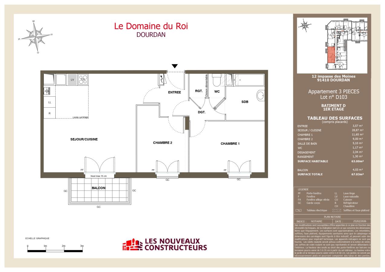 3 pièces - 1er étage - 63m² - 945,40 € - Photo #0