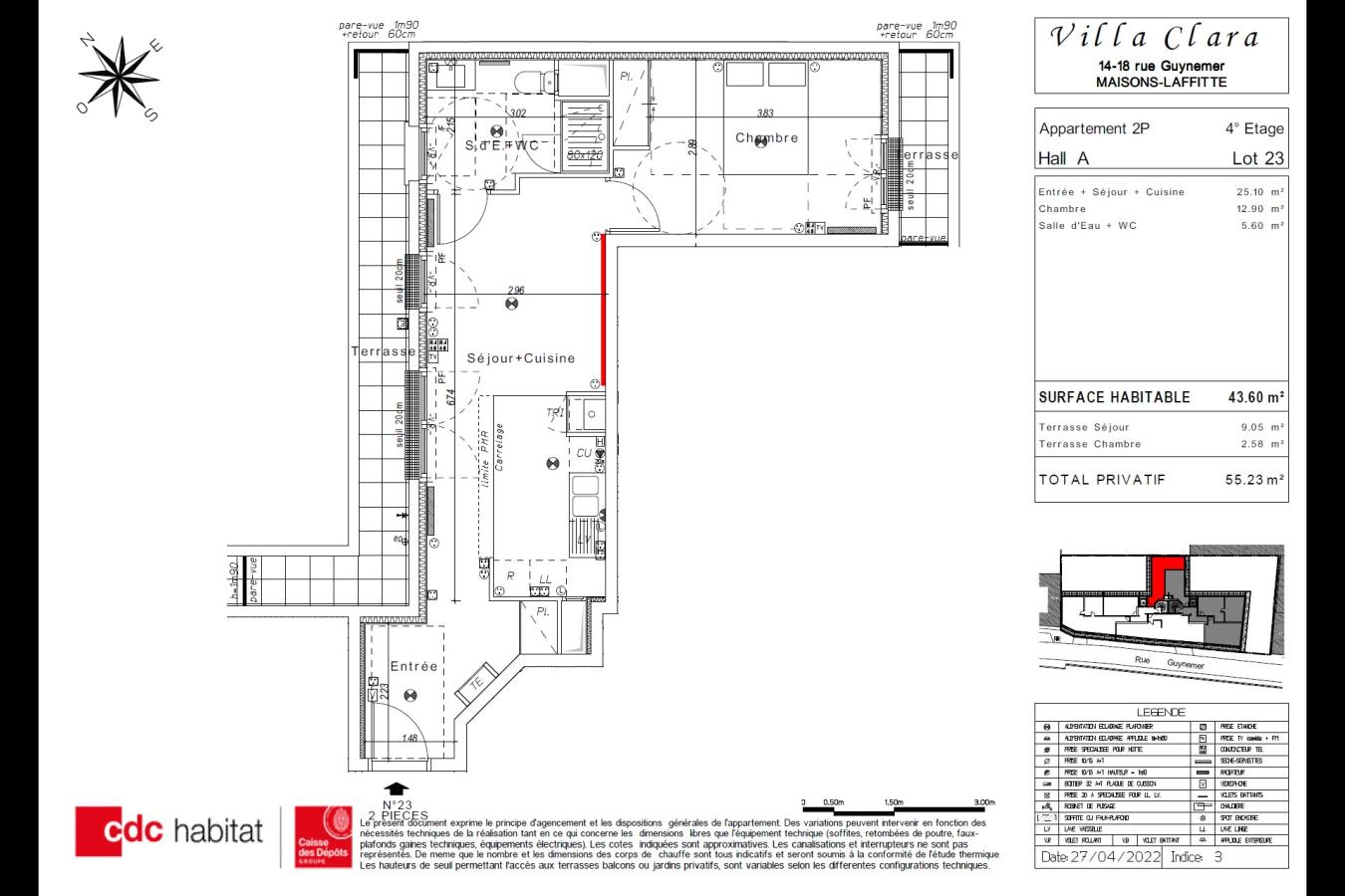 
																																							2 pièces - 
																																						4ème étage - 44m² - 1 084,44 € - Photo #3