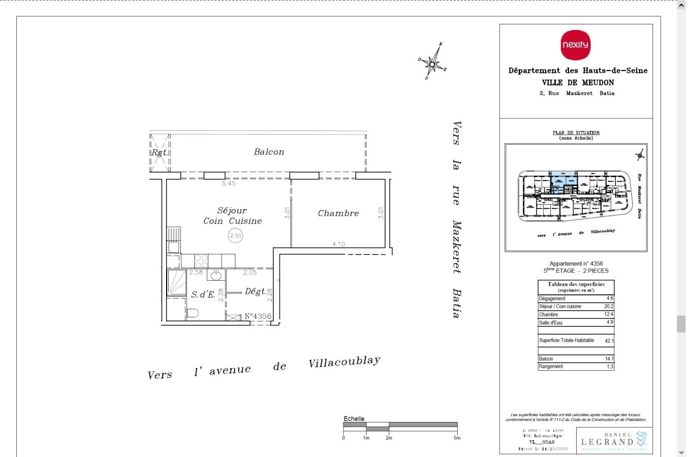 2 pièces - 5ème étage - 42m² - 1 069,03 € - Photo #1