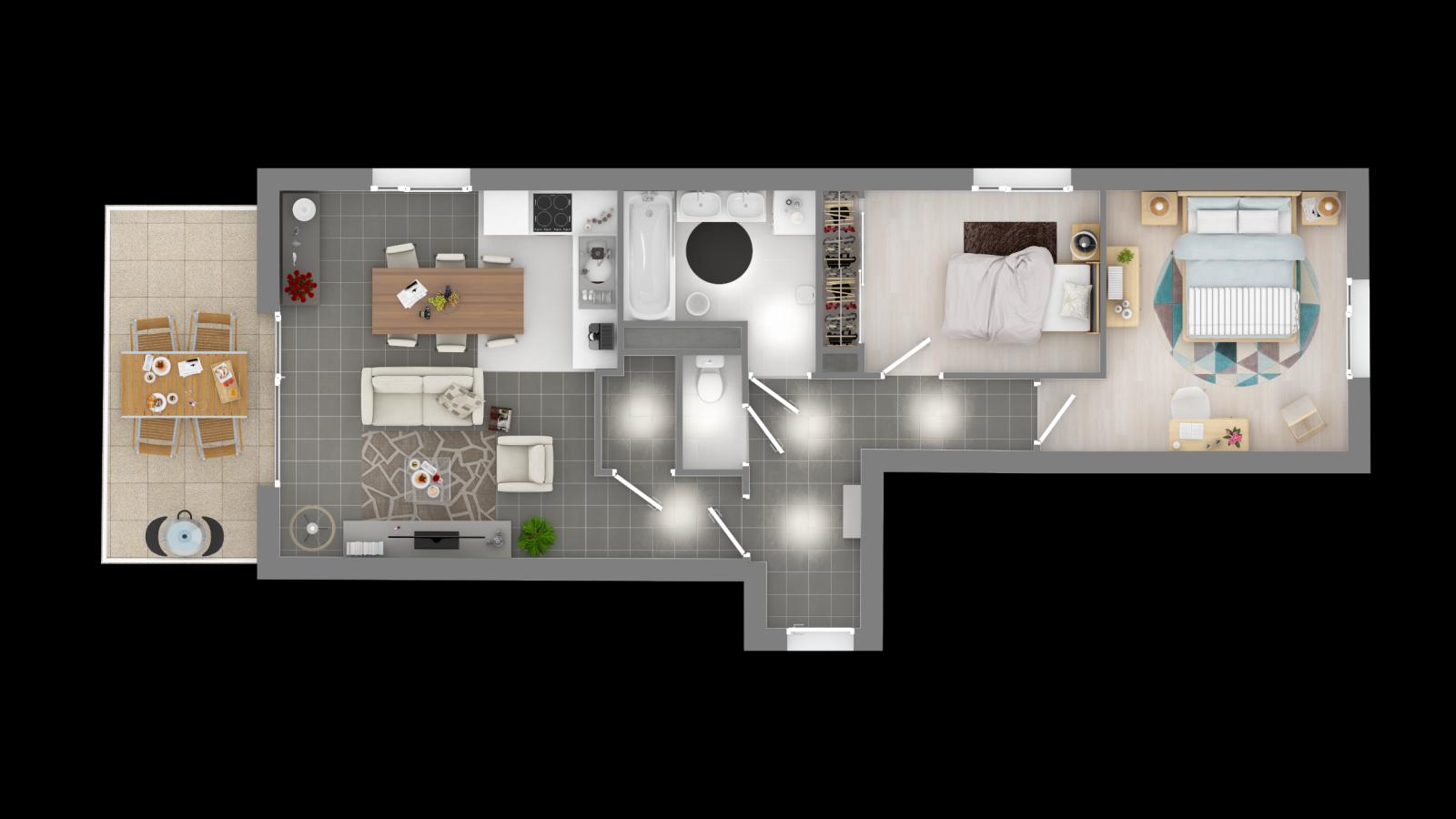3 pièces - 2ème étage - 61m² - 1 261,74 € - Photo #3