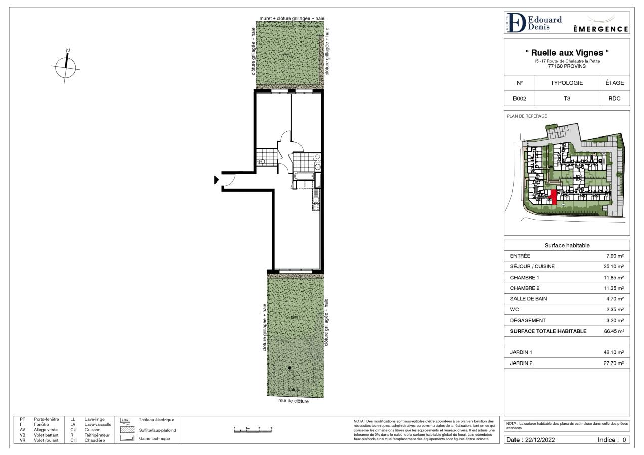 3 pièces - RDC - 66m² photo 2