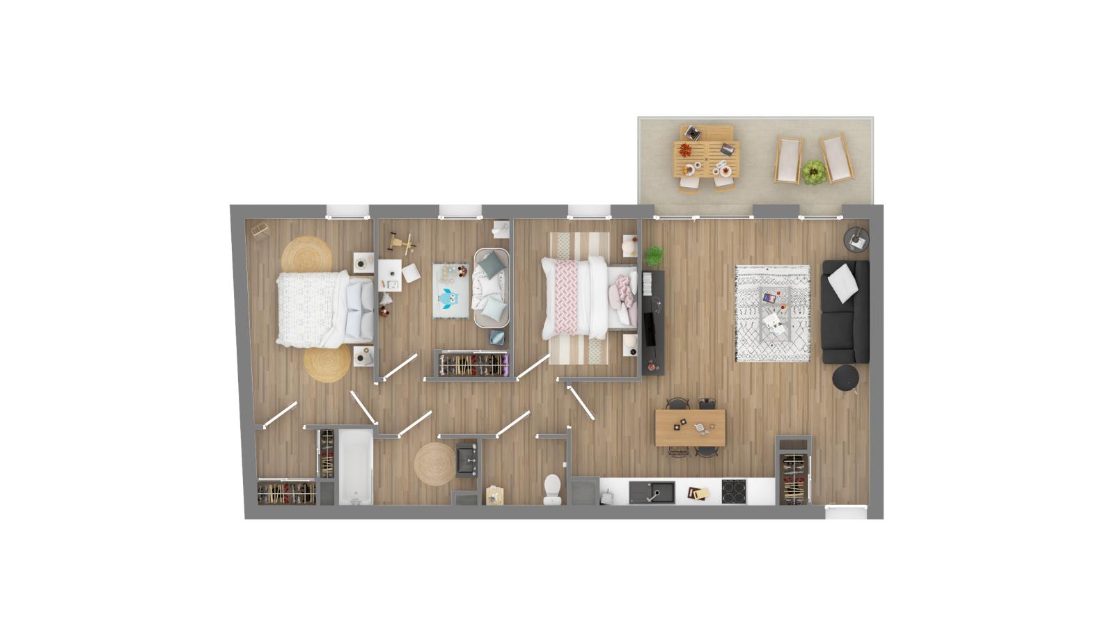 
																																							4 pièces - 
																																						1er étage - 82m² - 1 025,29 € - Photo #3