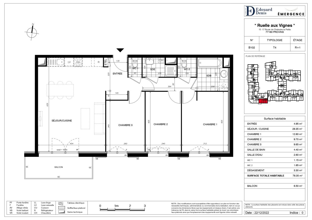 
																																							4 pièces - 
																																						2ème étage - 78m² - 1 042,87 € - Photo #1