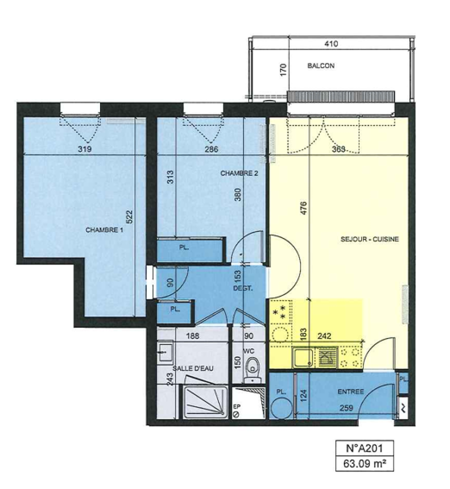 3 pièces - 2ème étage - 63m² - 706,81 € - Photo #5