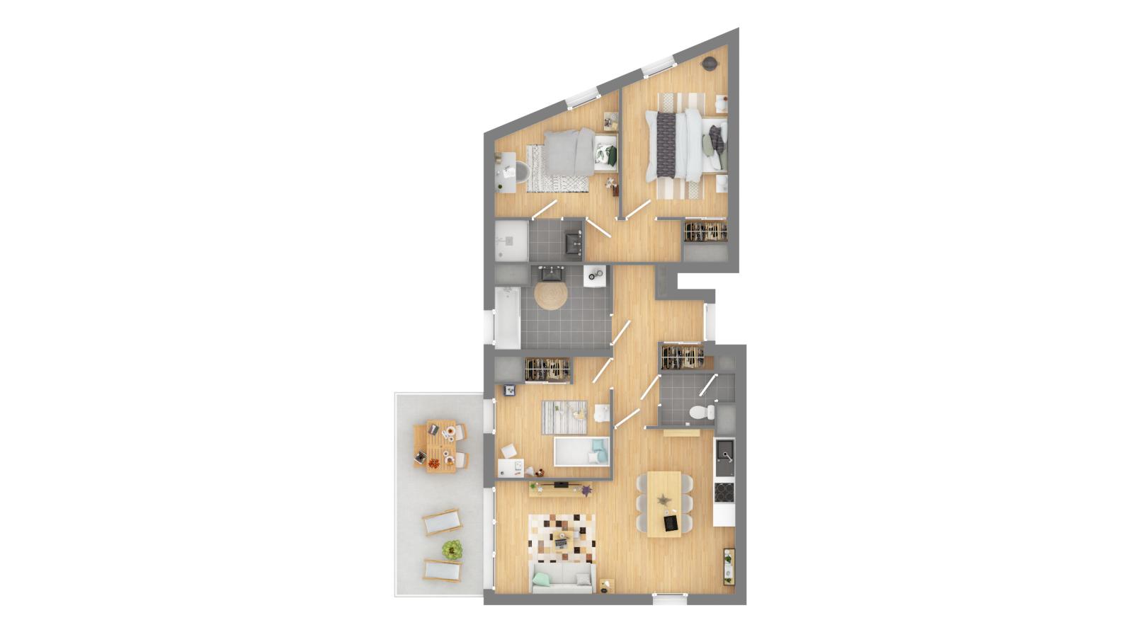 
																																							4 pièces - 
																																						8ème étage - 79m² - 1 121,87 € - Photo #2