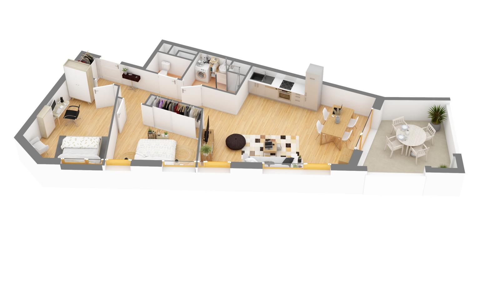 3 pièces - 6ème étage - 73m² - 1 041,49 € - Photo #4