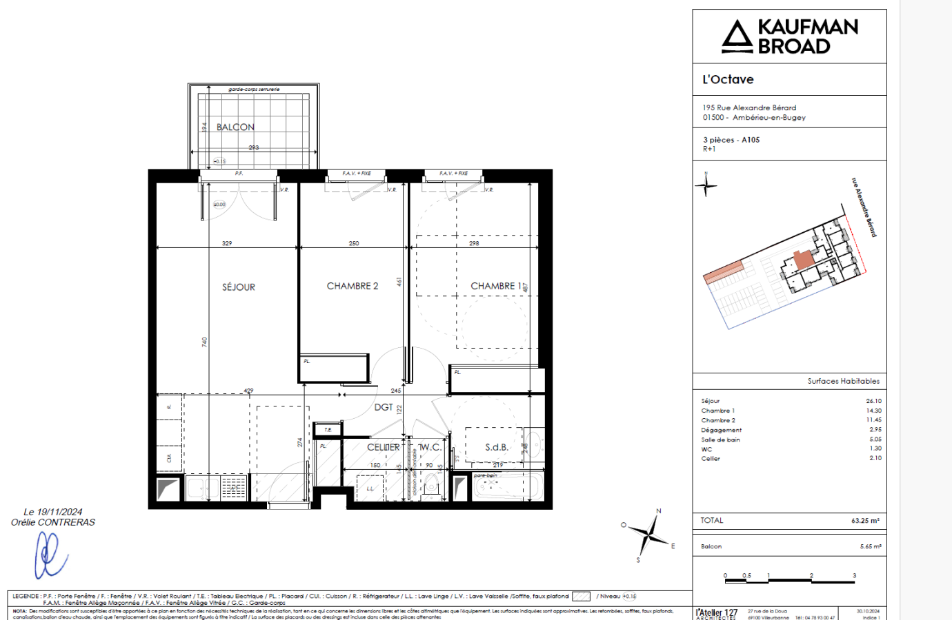 3 pièces - 1er étage - 64m² - 905,27 € - Photo #1