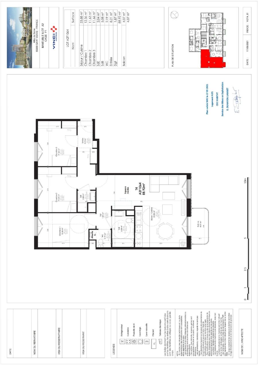 
																			4 pièces - 
																		6ème étage - 89m² - 1 694,04 € - Photo #0