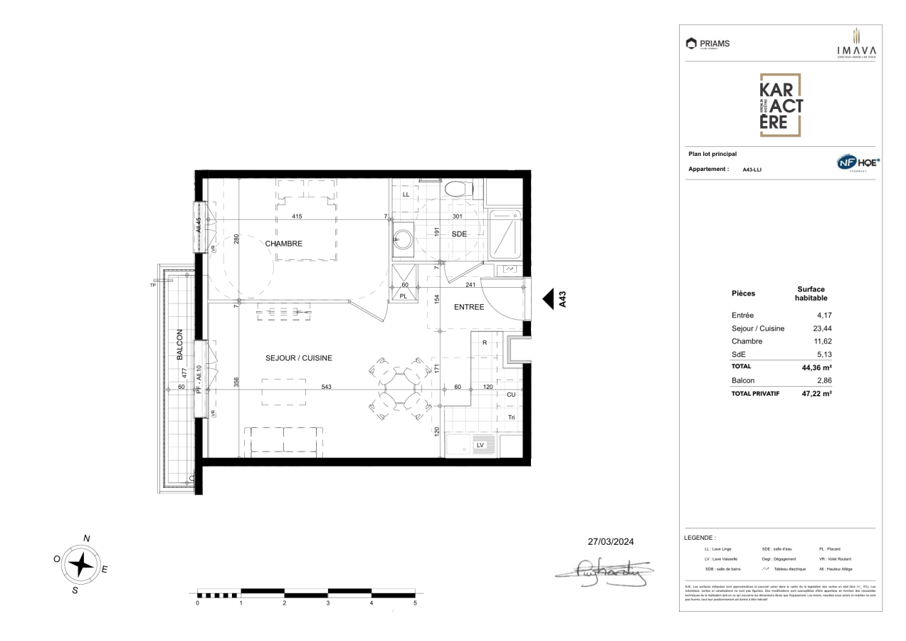 
																																							2 pièces - 
																																						4ème étage - 44m² - 1 049,13 € - Photo #2