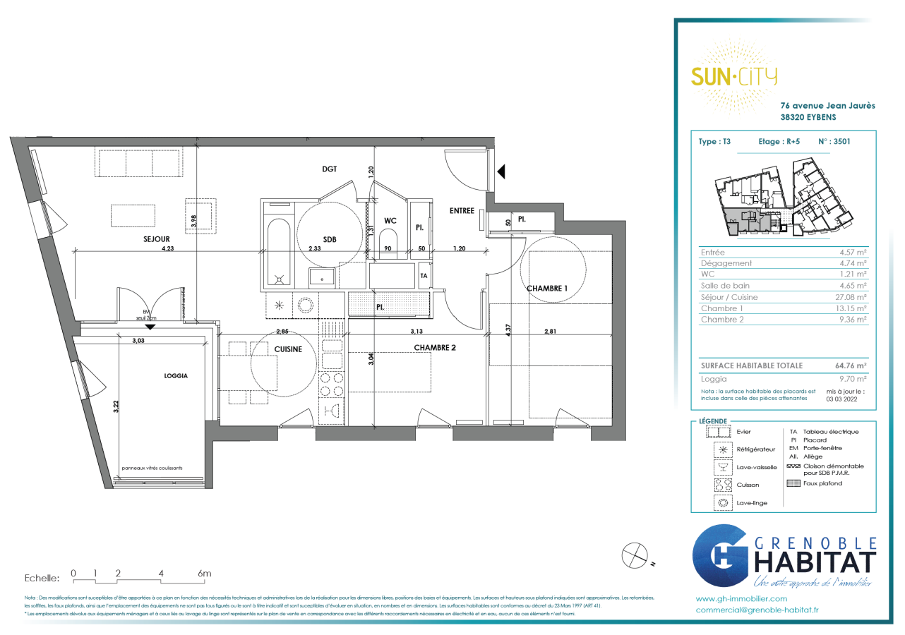 
																																							4 pièces - 
																																						3ème étage - 87m² - 1 068,40 € - Photo #1