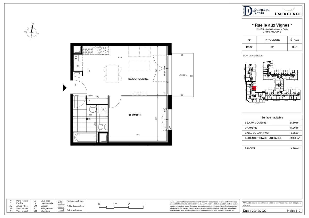 2 pièces - 1er étage - 40m² - 656,72 € - Photo #1