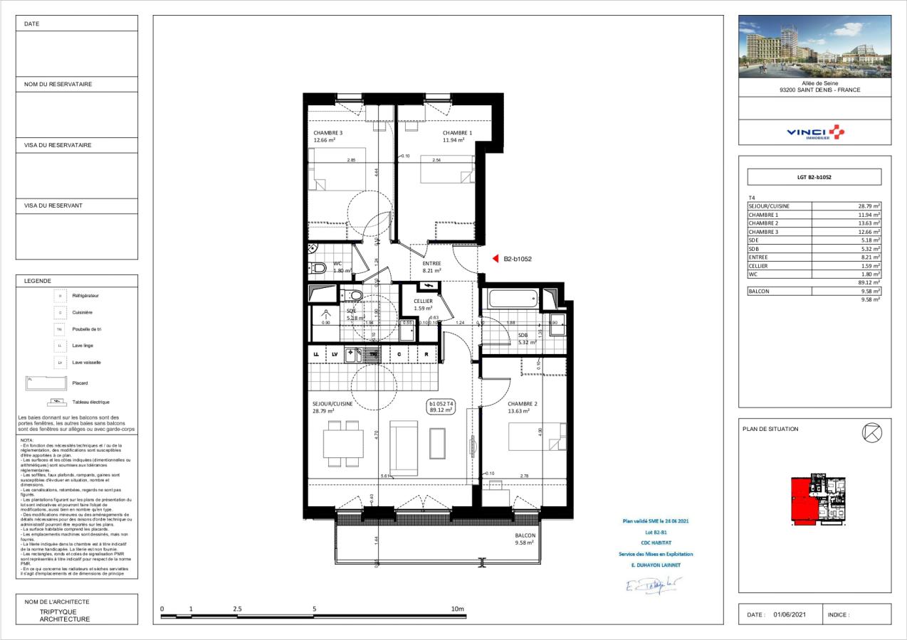 
																			4 pièces - 
																		5ème étage - 89m² - 1 642,15 € - Photo #1