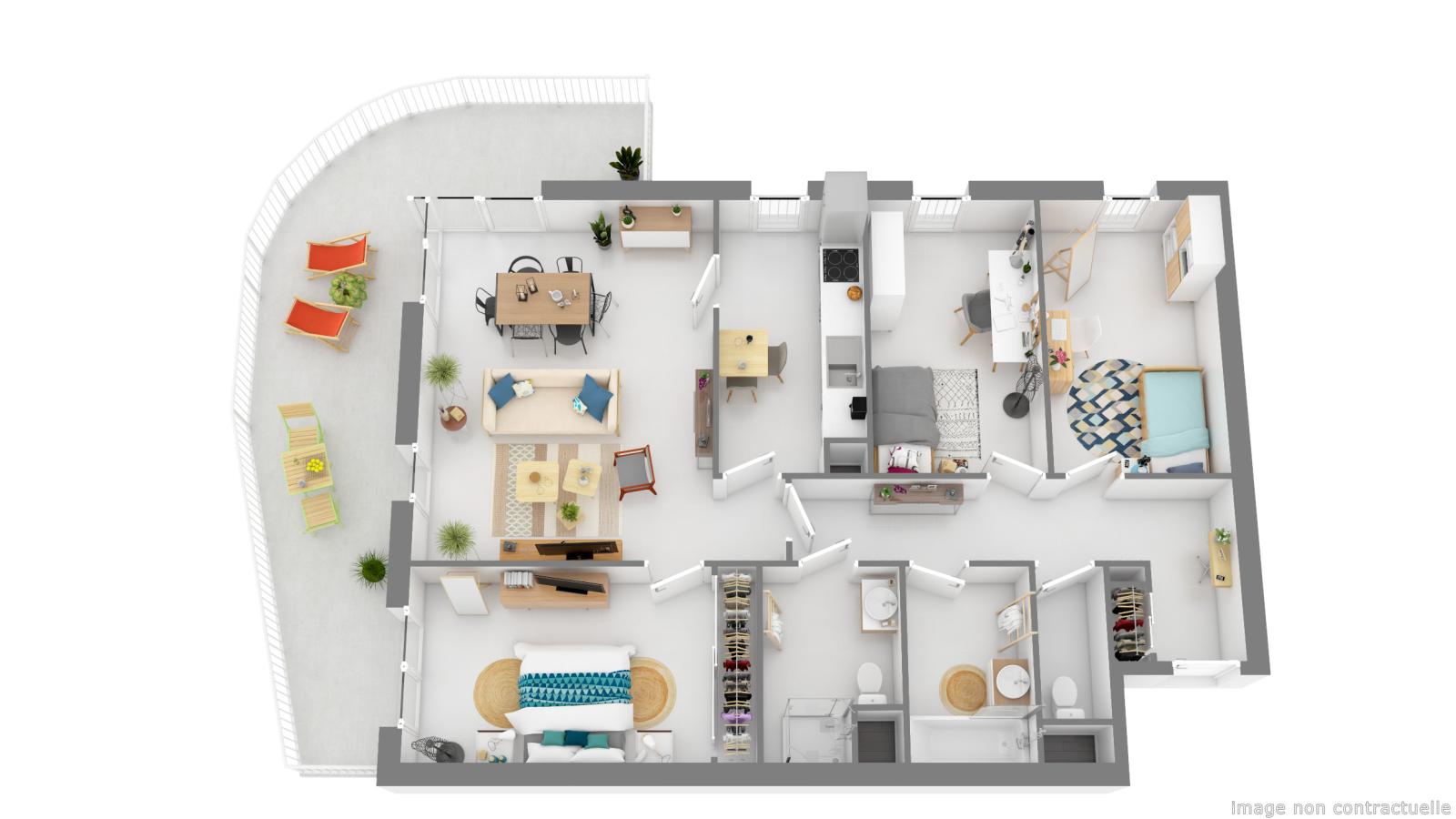 
																																							3 pièces - 
																																						3ème étage - 61m² - 1 131,79 € - Photo #1