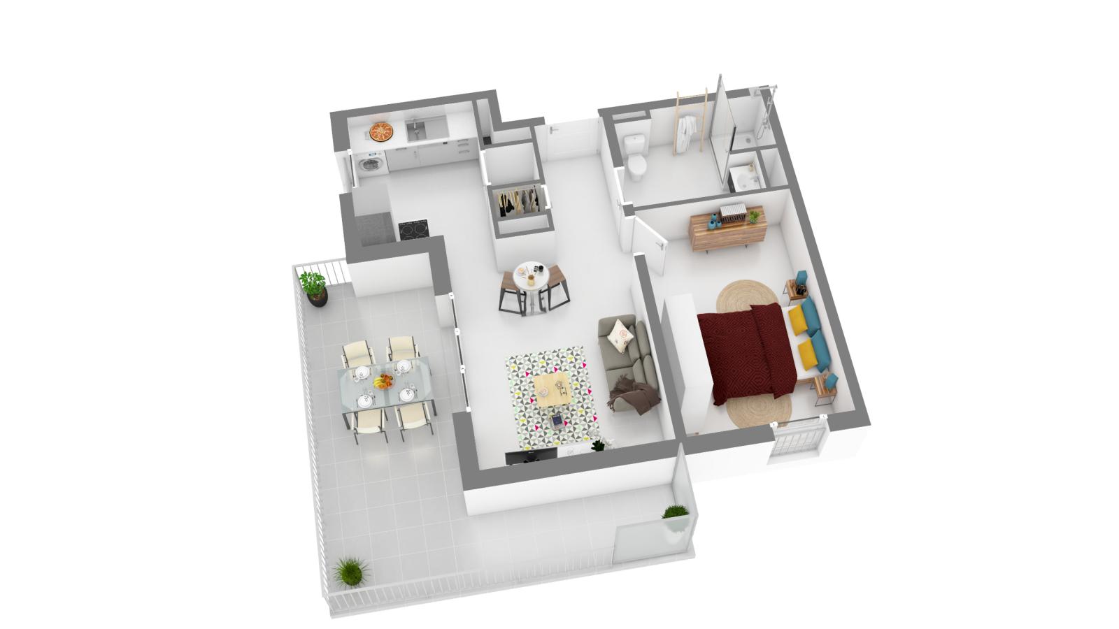
																																							2 pièces - 
																																						2ème étage - 42m² - 687,98 € - Photo #1