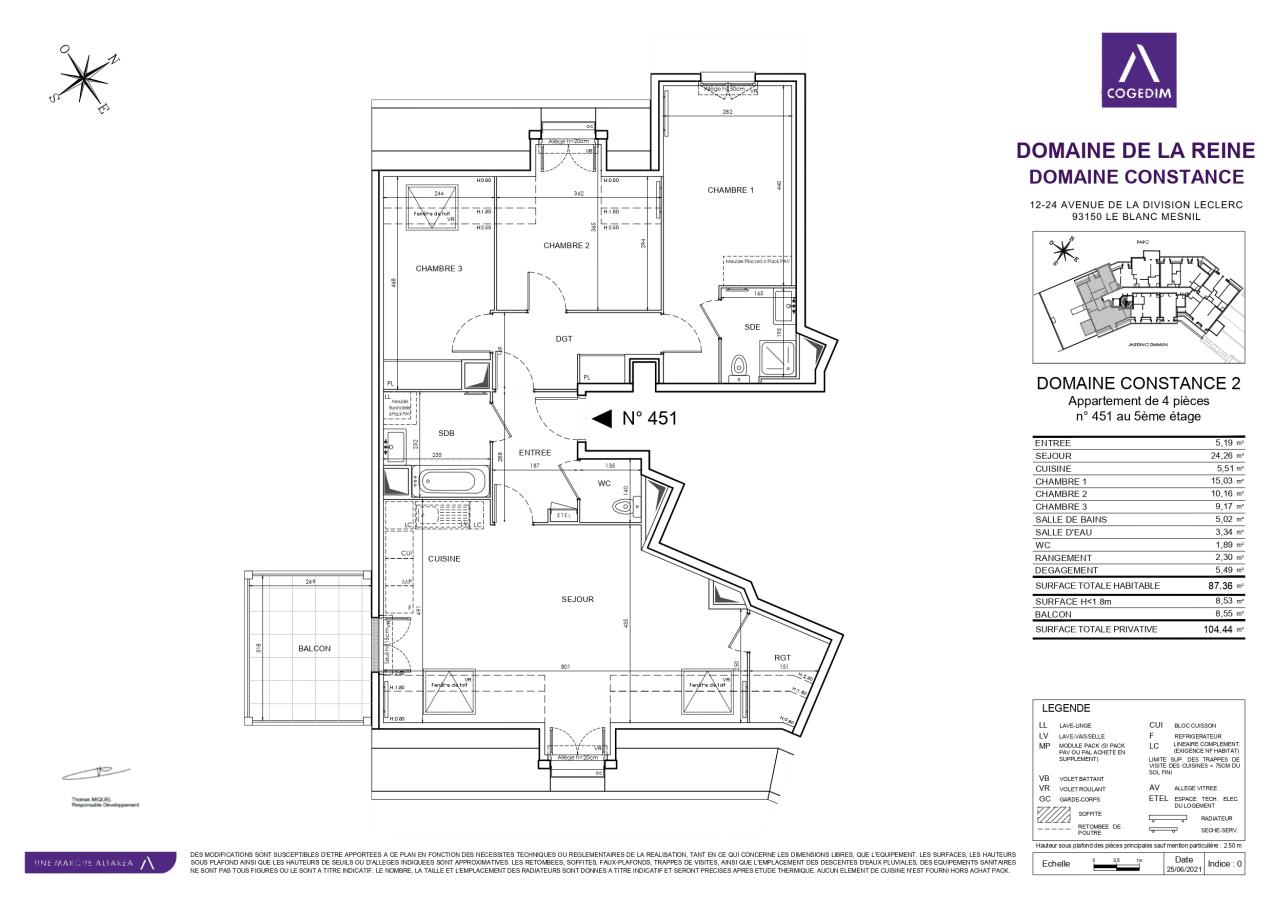 
																																							4 pièces - 
																																						5ème étage - 87m² - 1 410,73 € - Photo #1