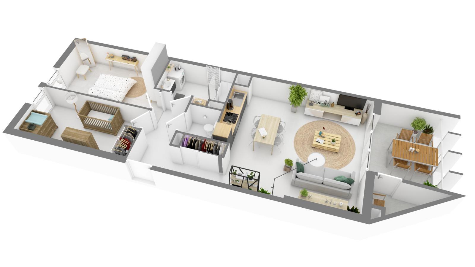 3 pièces - 8ème étage - 68m² - 1 296,25 € - Photo #0