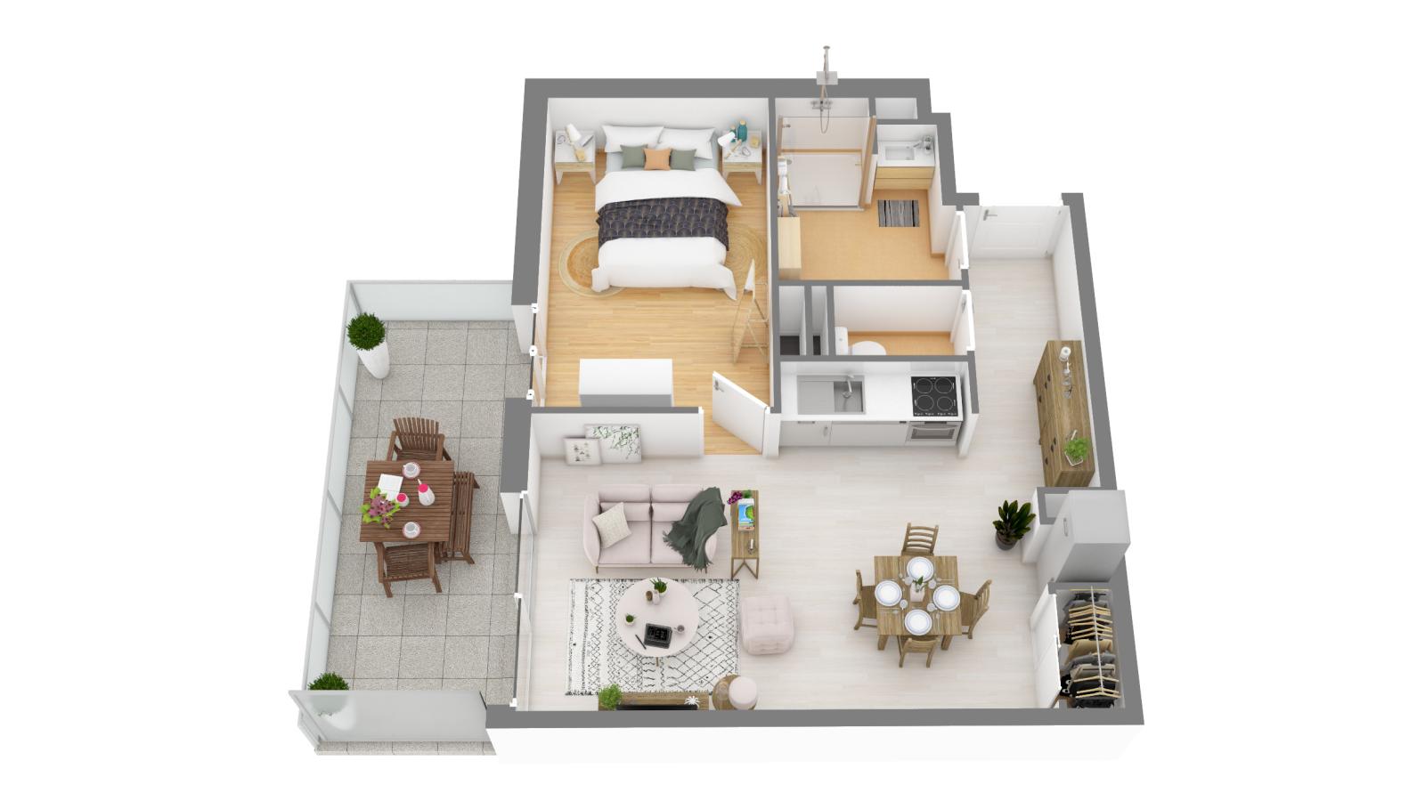 
																			2 pièces - 
																		3ème étage - 45m² - 725,43 € - Photo #1