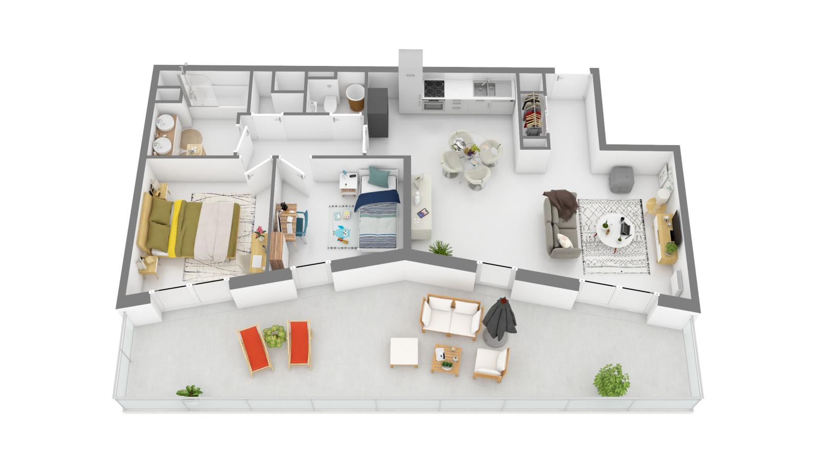 
																																							3 pièces - 
																																						4ème étage - 69m² - 1 088,97 € - Photo #2