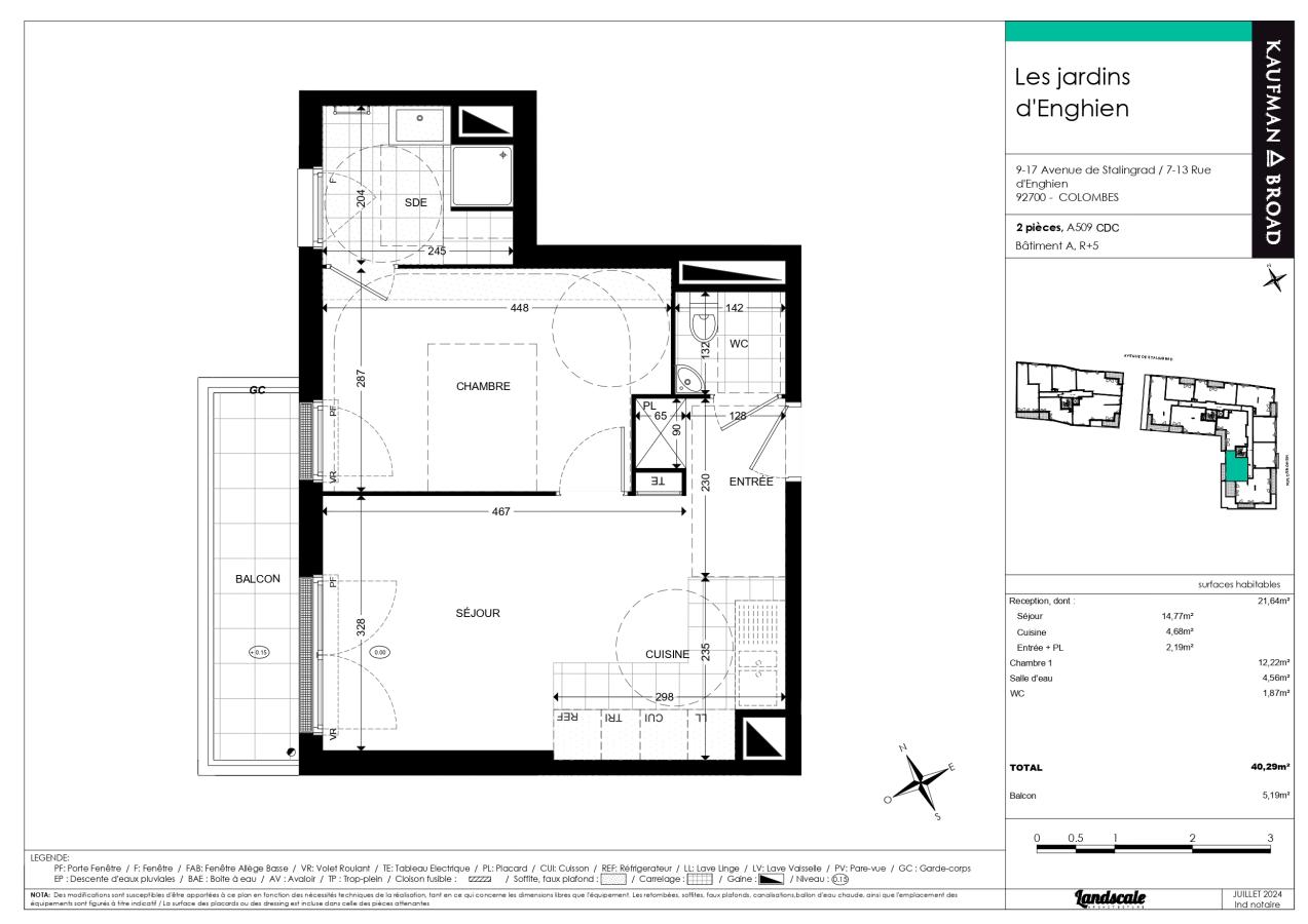 
																			2 pièces - 
																		5ème étage - 40m² - 1 065,66 € - Photo #1