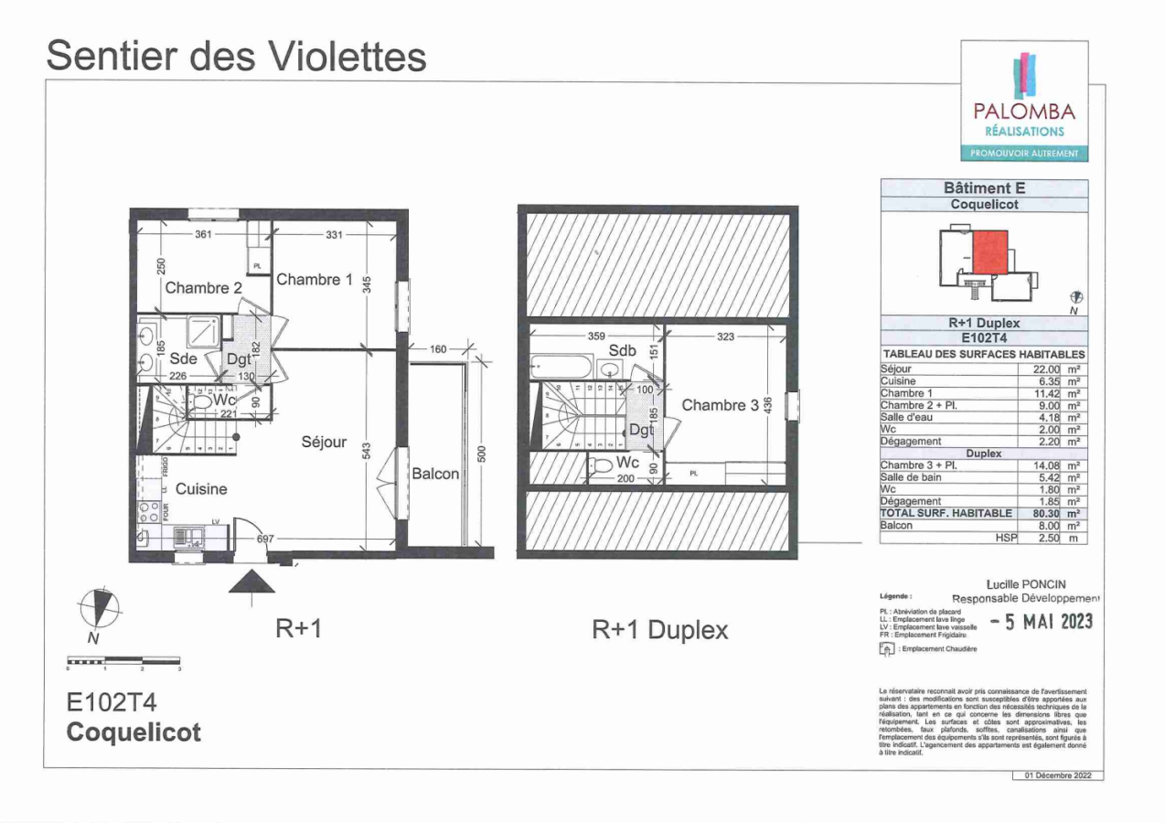 
																			4 pièces - 
																		1er étage - 80m² - 884,40 € - Photo #1