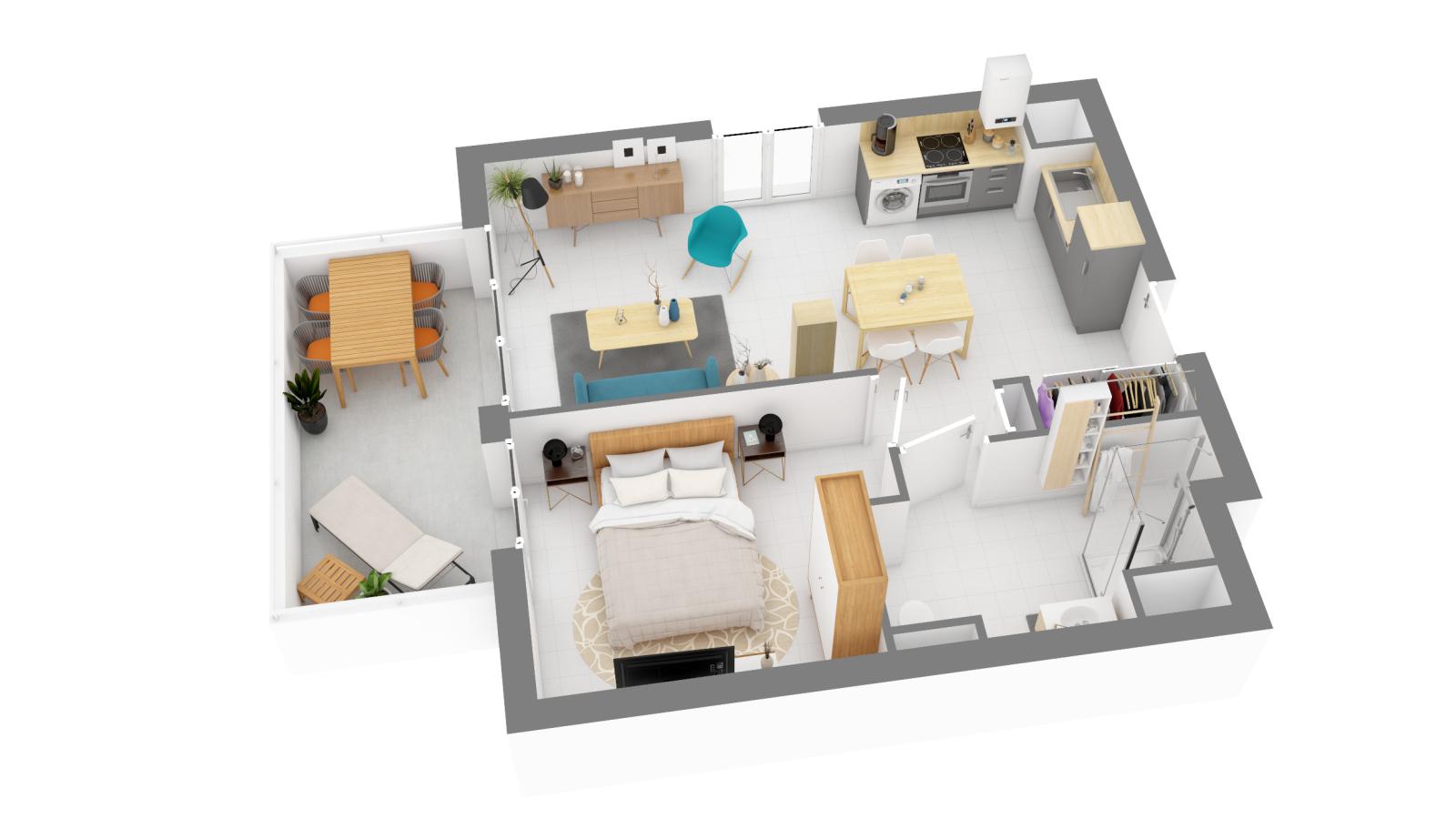 
																			2 pièces - 
																		1er étage - 44m² - 828,57 € - Photo #1