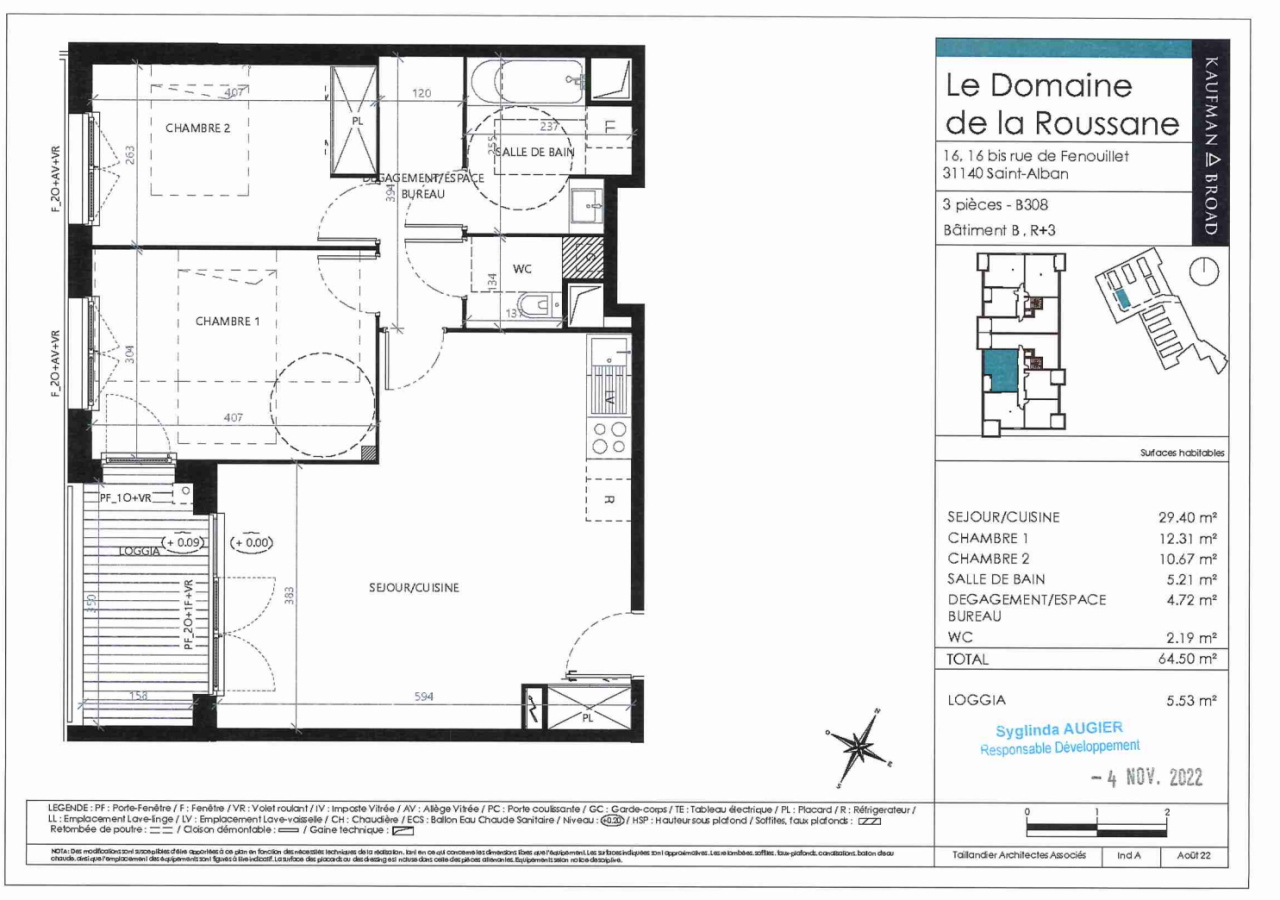 
																																							3 pièces - 
																																						3ème étage - 64m² - 717,83 € - Photo #7