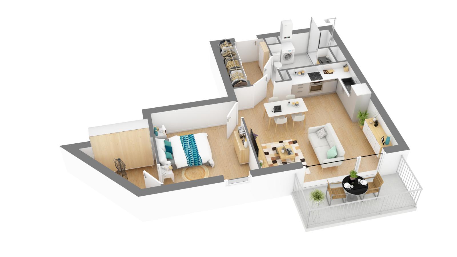 
																			2 pièces - 
																		1er étage - 49m² - 649,32 € - Photo #3