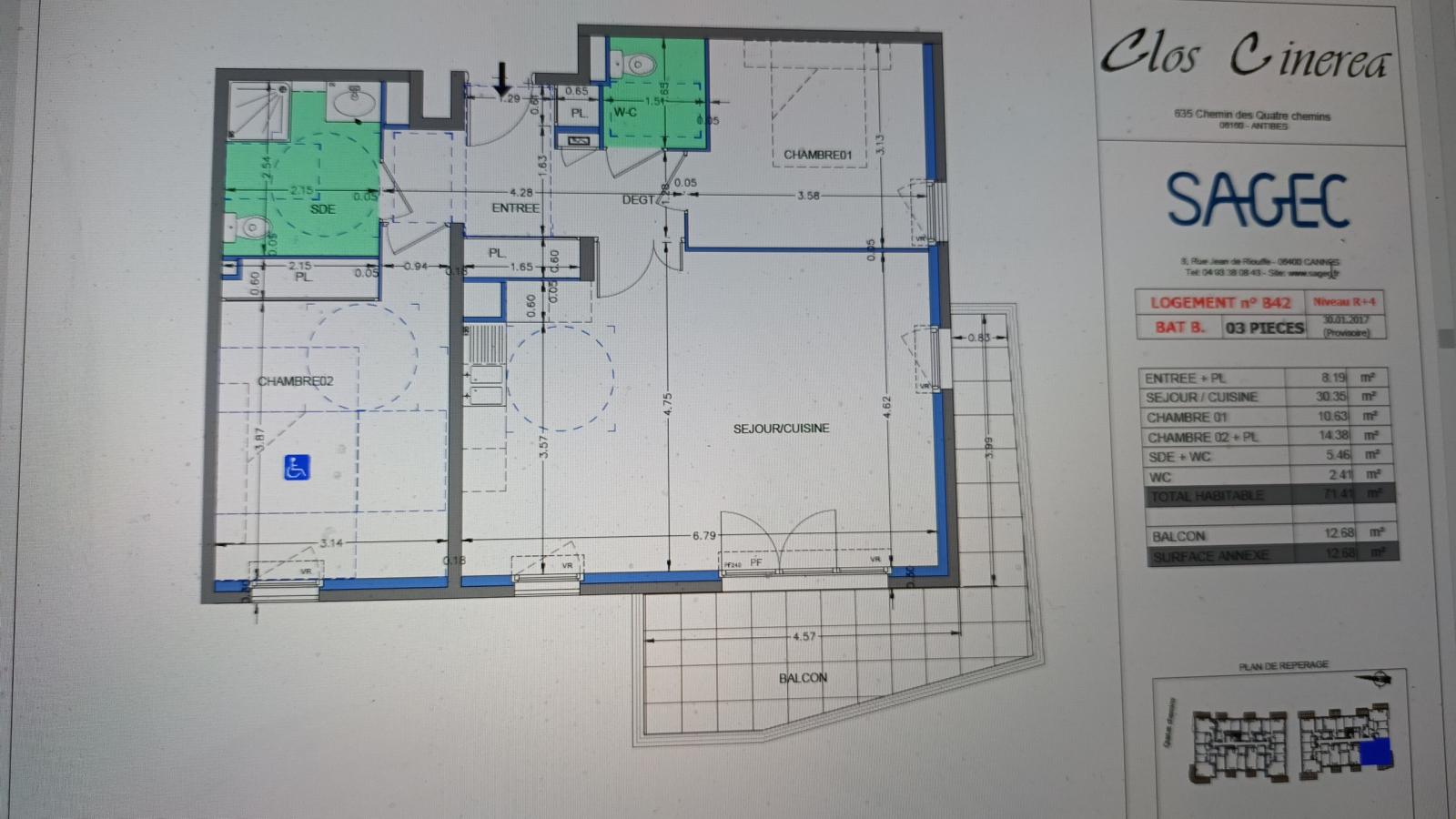 
																																							3 pièces - 
																																						4ème étage - 71m² - 1 236,86 € - Photo #1