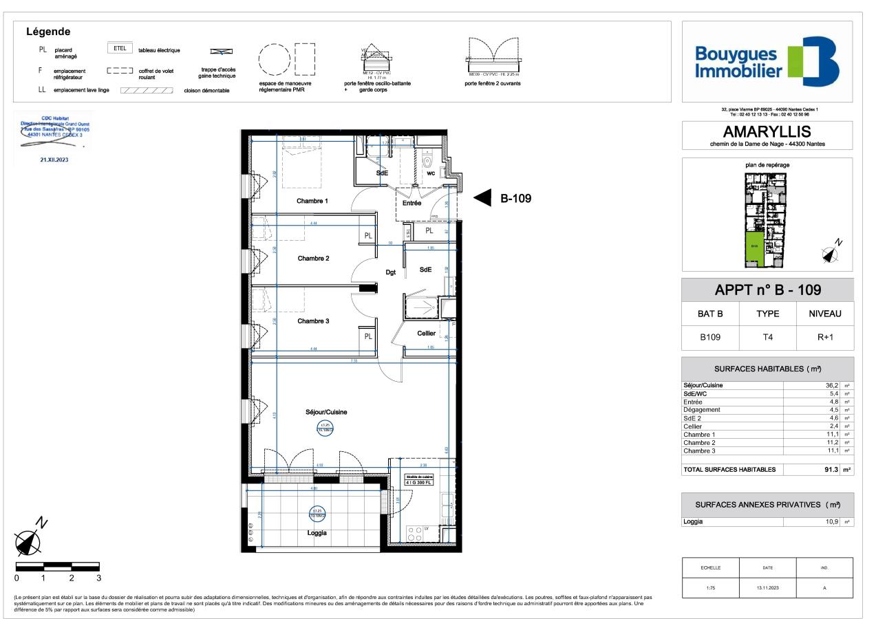 4 pièces - 1er étage - 90m² - 1 223,55 € - Photo #1