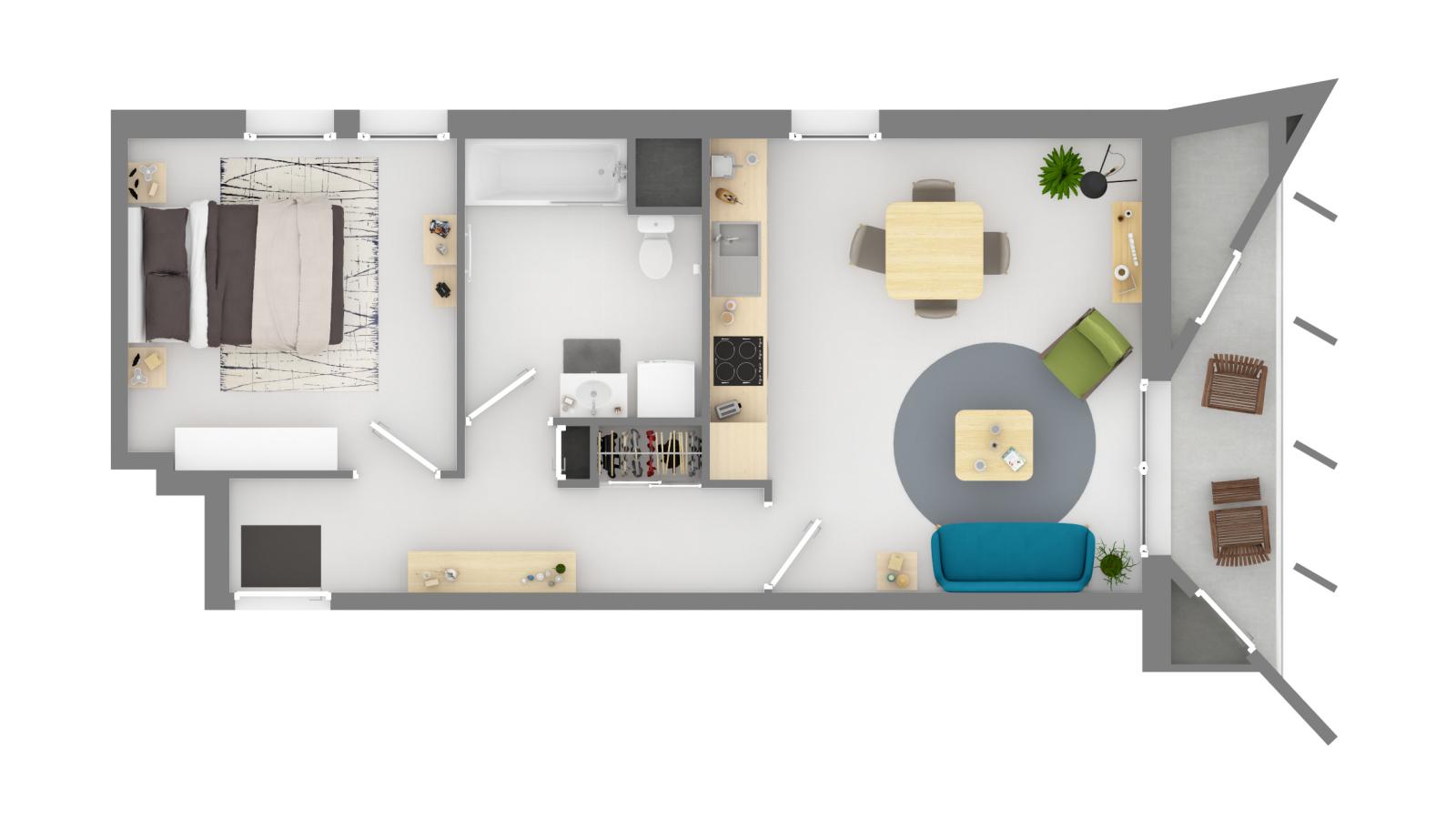 
																			2 pièces - 
																		7ème étage - 47m² - 972,61 € - Photo #2