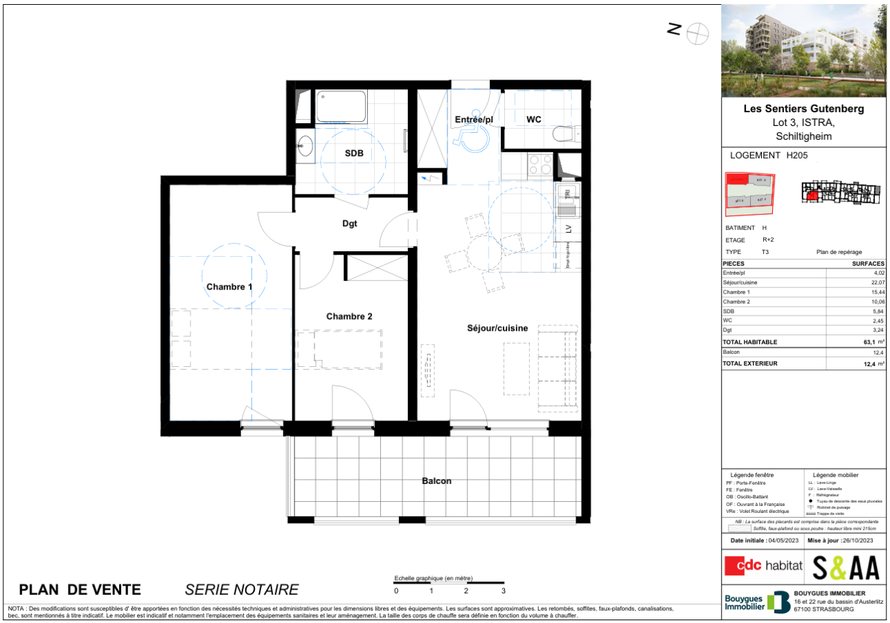 3 pièces - 2ème étage - 63m² - 914,45 € - Photo #0