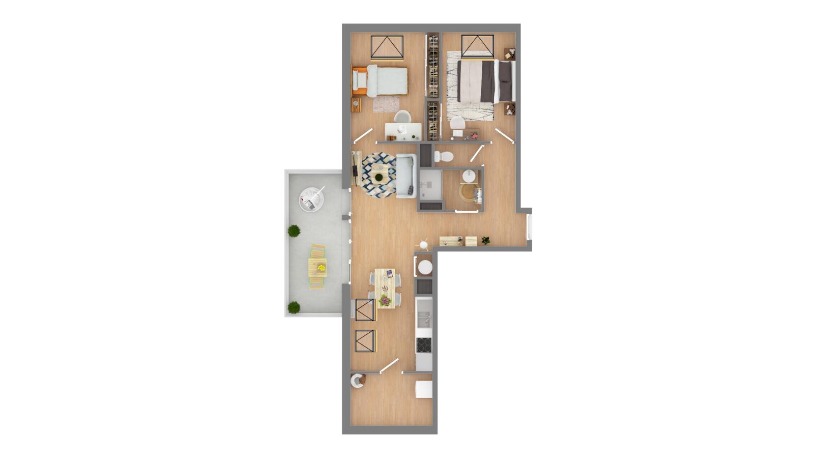 3 pièces - 2ème étage - 60m² - 700,61 € - Photo #1