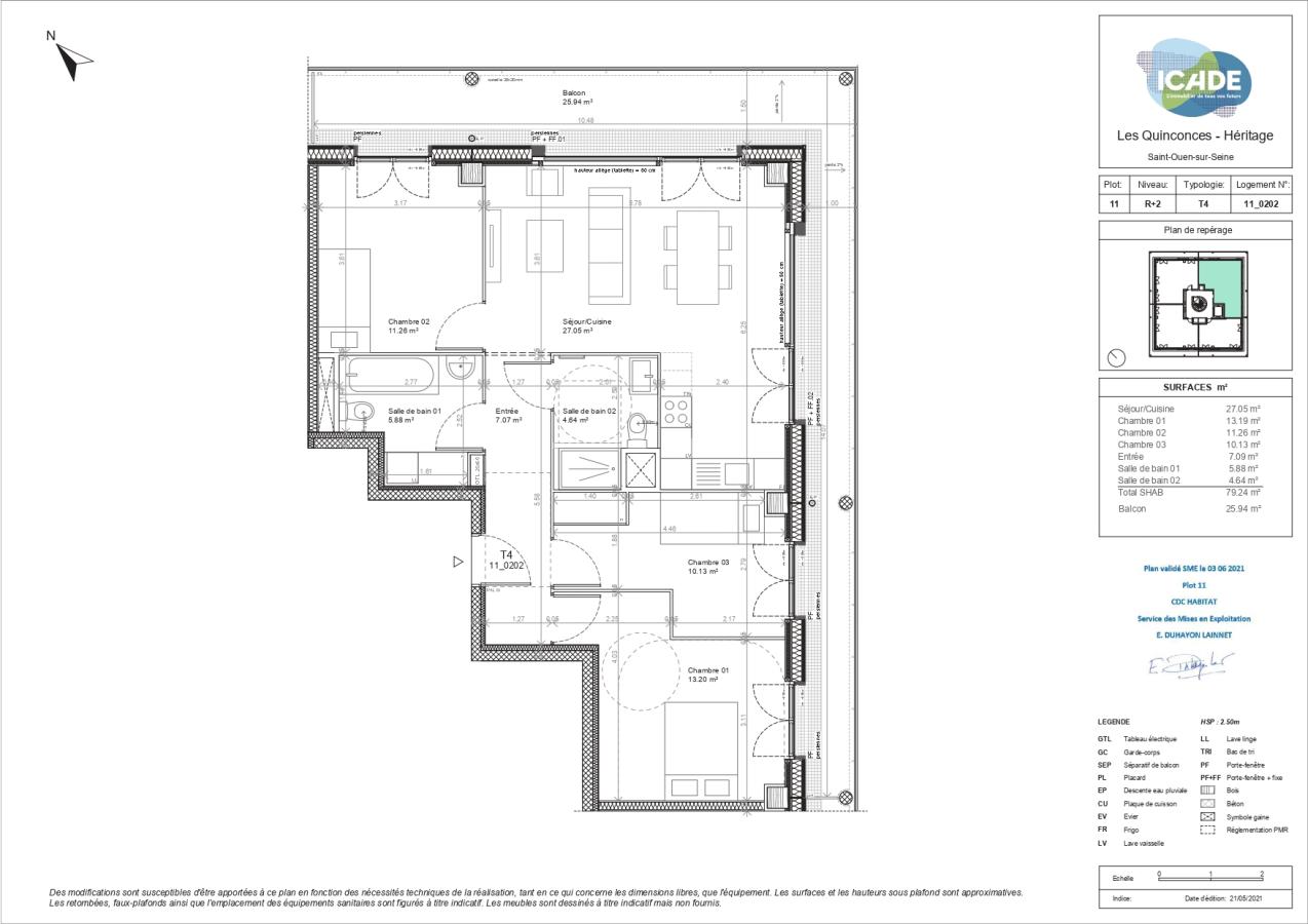 
																																							4 pièces - 
																																						2ème étage - 79m² - 1 634,46 € - Photo #1