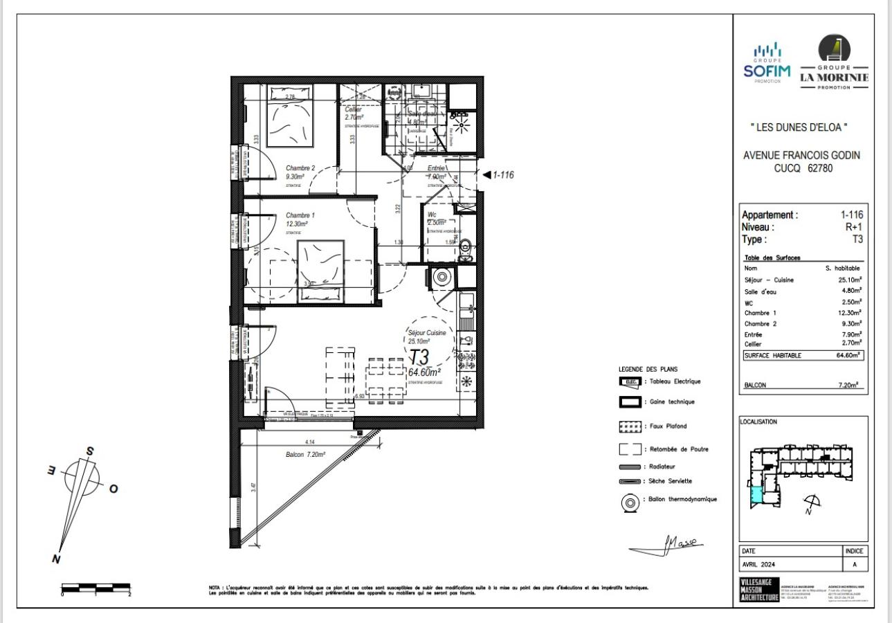 3 pièces - 1er étage - 65m² - 830,40 € - Photo #0