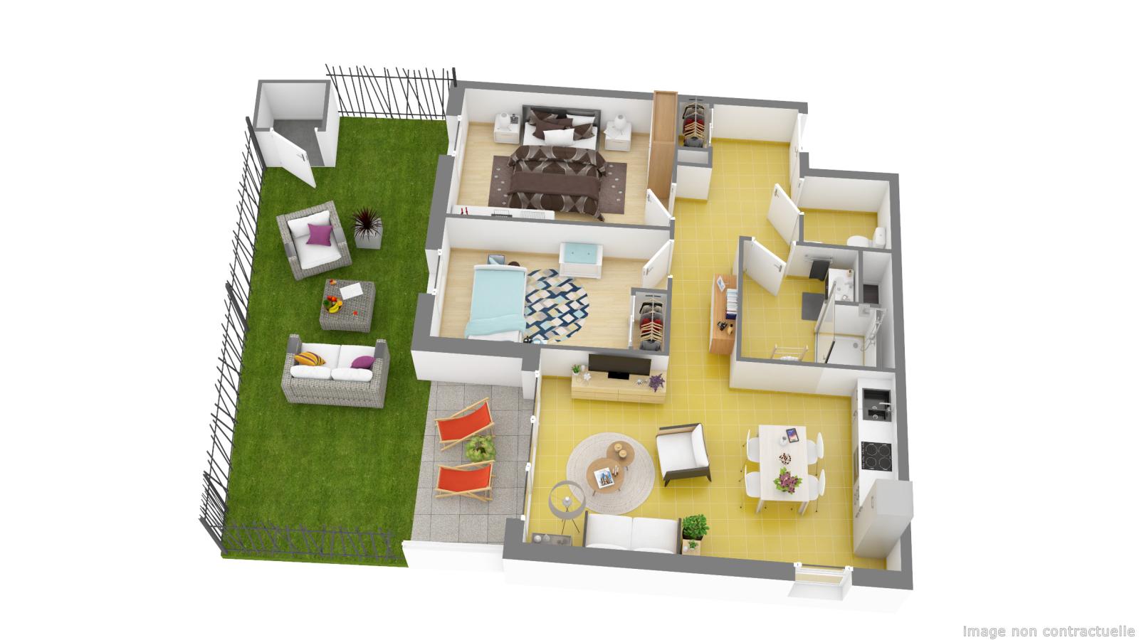
																			3 pièces - 
																		RDC - 62m² - 783,86 € - Photo #1